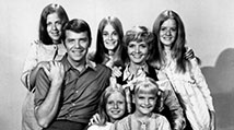 Group photo of people from Brady Bunch television show.